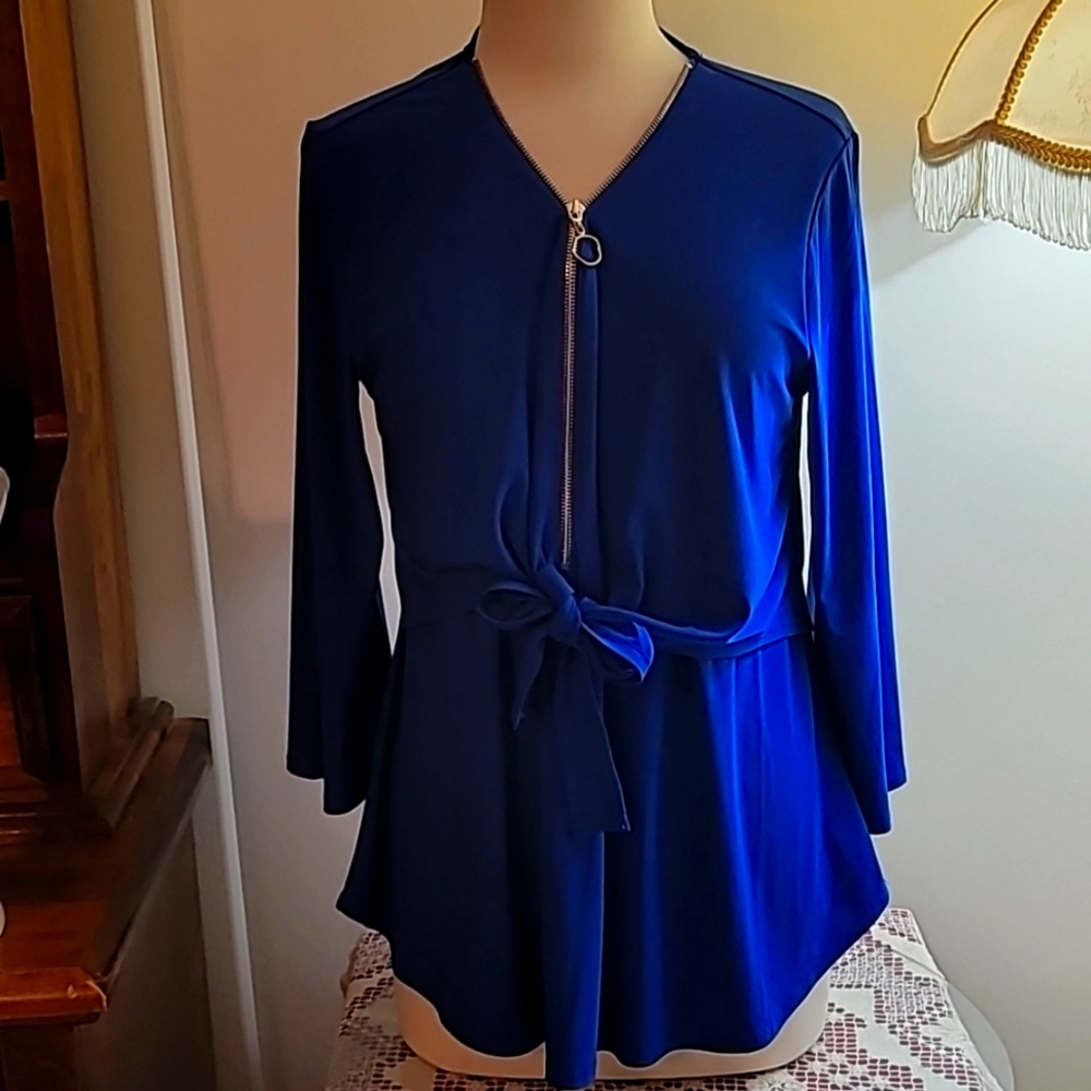 Women's Royal Blue Peplum style tie top